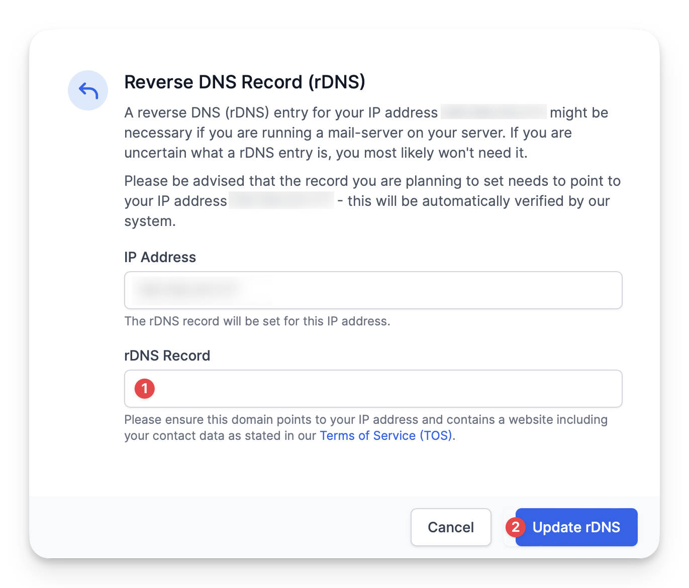 Request Reverse DNS